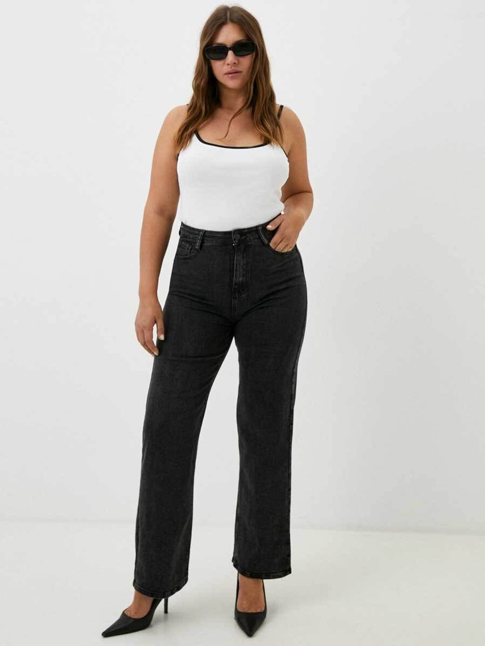 Джинсы палаццо широкие