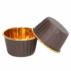 Формы бумажные с ламинацией «Маффин» 50х40 мм (Золото+ коричневый) 50 шт