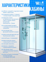 Душевая кабина WeltWasser без силикона (120х90) прозрачное стекло, поддон низкий, крыша, гидромассаж
