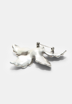 Stradivarius Брошь-цветок со стразами, серый