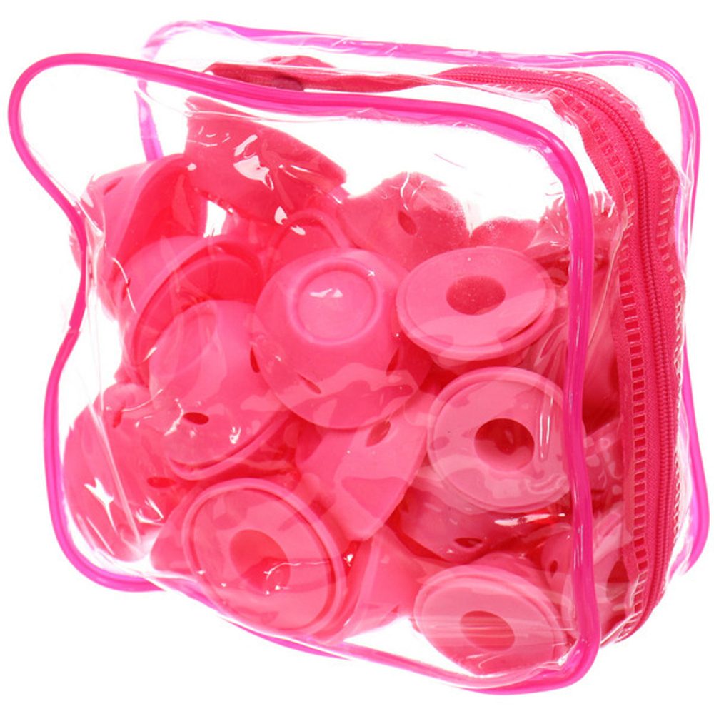 Бигуди силиконовые 40шт в косметичке «KUDRI», цвет розовый, два размера 2*5 и 1,5*3,9см