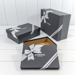 Коробка 33.5х25х11.5 см Набор 3 шт "Eternity" с бантом (Серый)