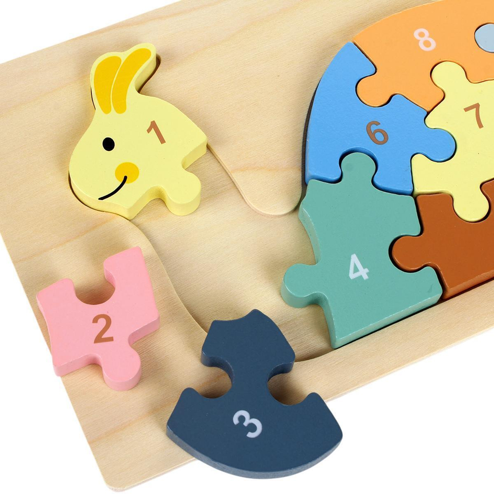 Развивающая игрушка деревянная Пазл-вкладыш по номерам Живовотные, C-41805