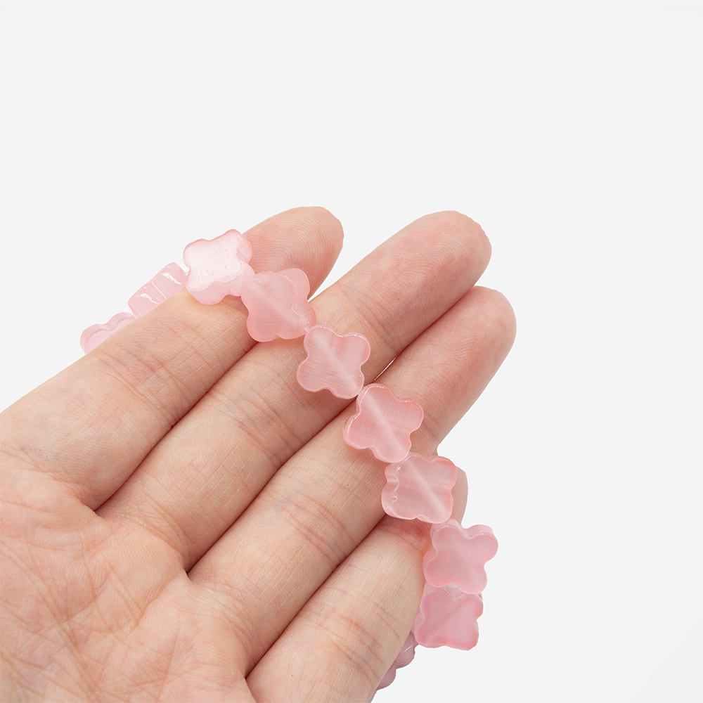 Селенит (имитация), клевер, 11*12мм, ярко-розовый