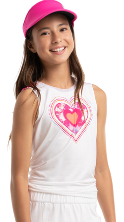 Футболка для девочки теннисная Lucky in Love Girls Shockin' Classic Shock N' Love Tie Back Tank - белый