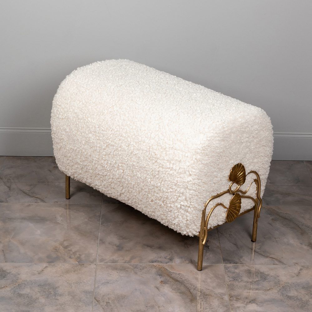 Банкетка Нимфея Молоко Античное Серебро