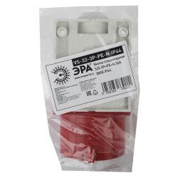 Вилка ЭРА VS-32-3P-PE-N-IP44 стационарная 525 3Р+РЕ+N 32А 380В IP44