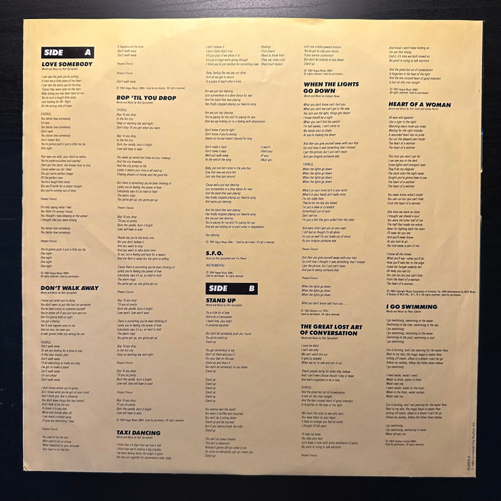 Rick Springfield - Hard To Hold - Soundtrack Recording (Германия 1984г.)