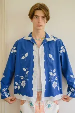 Рубашка Soeurs украшенная с аппликациями синяя