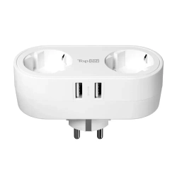 Двойник для розетки с заземлением 4000W 16A, 2 USB 12W Белый