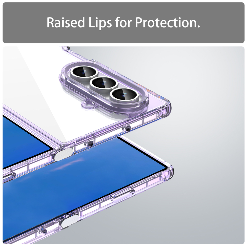 Чехол прозрачный защитный для Samsung Galaxy Fold 7, мягкие усиленные боковые рамки фиолетового цвета