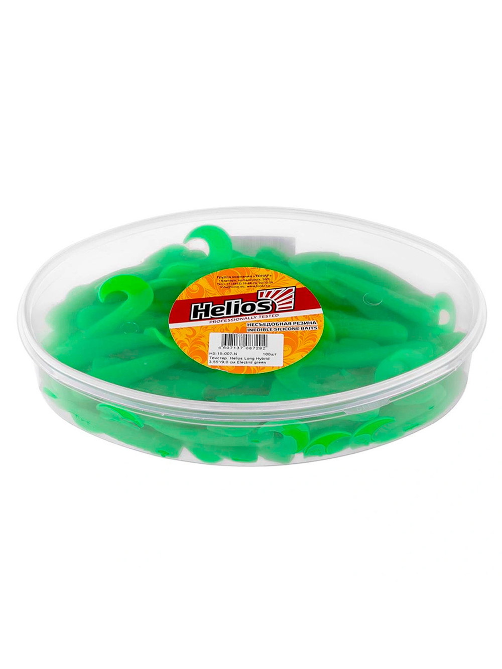 Твистер несъедобный Helios Long Hybrid 3,55"/9,0 см MIX 100шт. (HS-15-031-N)