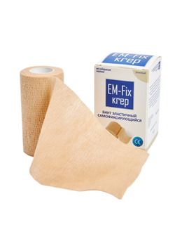 Бинт медицинский, самофиксирующийся, эластичный EM-Fix krep, бежевый