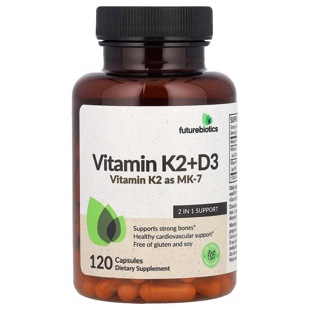 Futurebiotics, витамины K2 + D3 с витамином K2 в виде MK-7, 120 капсул