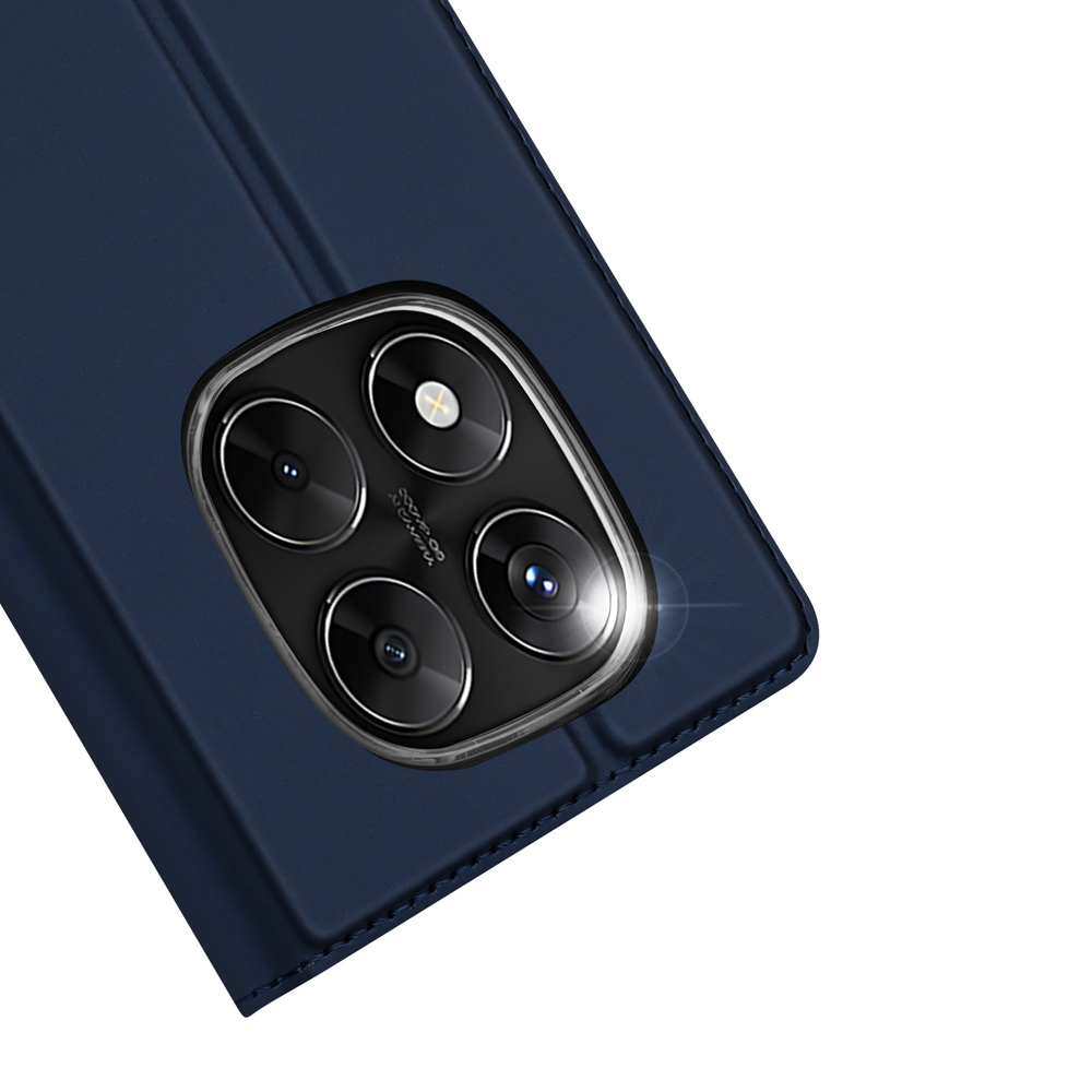 Чехол книжка из PU кожи синего цвета от Dux Ducis для Xiaomi Redmi Note 14 Pro 4G, серия Skin Pro Series Case