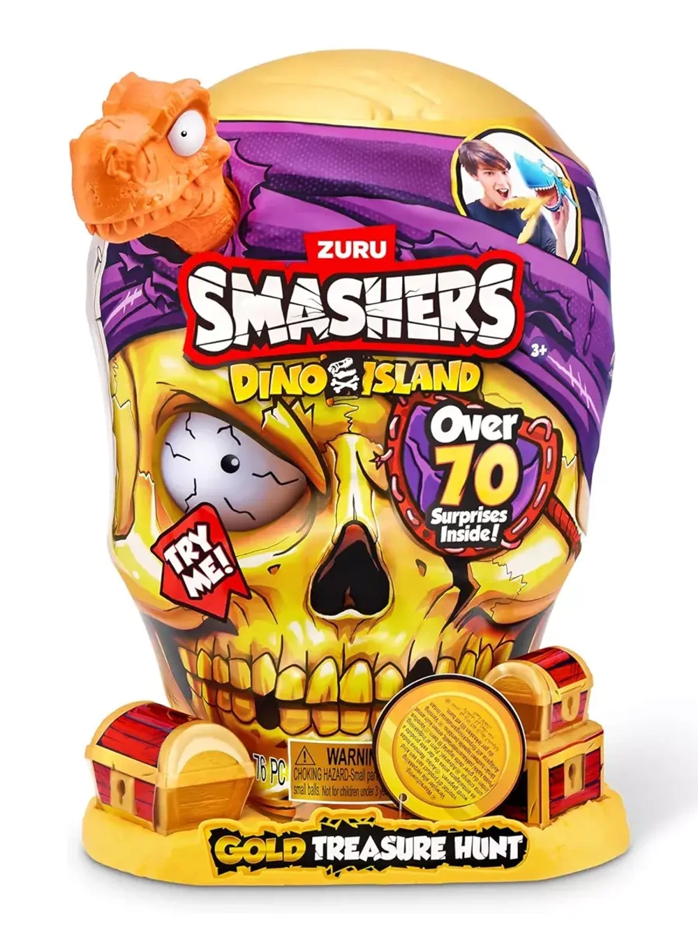 Игрушка сюрприз Zuru Smashers Dino Island Gold оранжевый