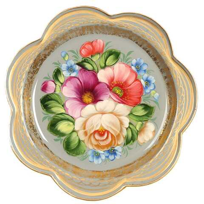 Жостовский поднос декоративный, размер 18 см (A1), металлический