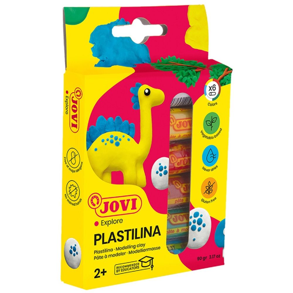 Пластилин 6 цветов Jovi, 90г, растительный, карт. коробка