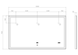 Зеркало Vigo Geometry Luxe 1200 (1200х700х32 мм) сенсорное с подсветкой (z.GEO.120.Luxe)