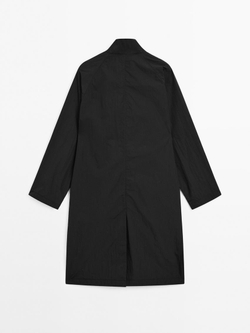 Massimo Dutti Тренч из струящейся непромокаемой ткани, черный