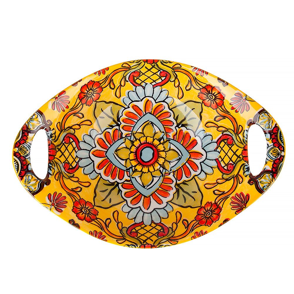Салатник овальный с ручками "Arabesque" (желтый) 22,5х15х6,5см (min8) (транспортная упаковка)