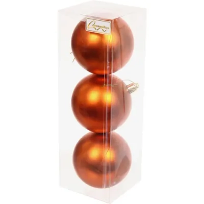 Новогодние шары 8 см (набор 3 шт) «Матовый», янтарь