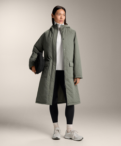 Oysho Водонепроницаемая длинная утепленная куртка FELLEX® AEROGEL 3K, темный хаки