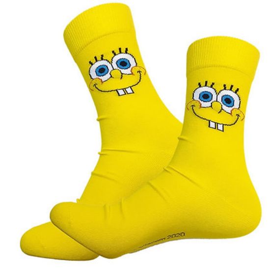 Носки "Спанч Боб улыбка ", р-р 38-43 (желтый/высокий паголенок)