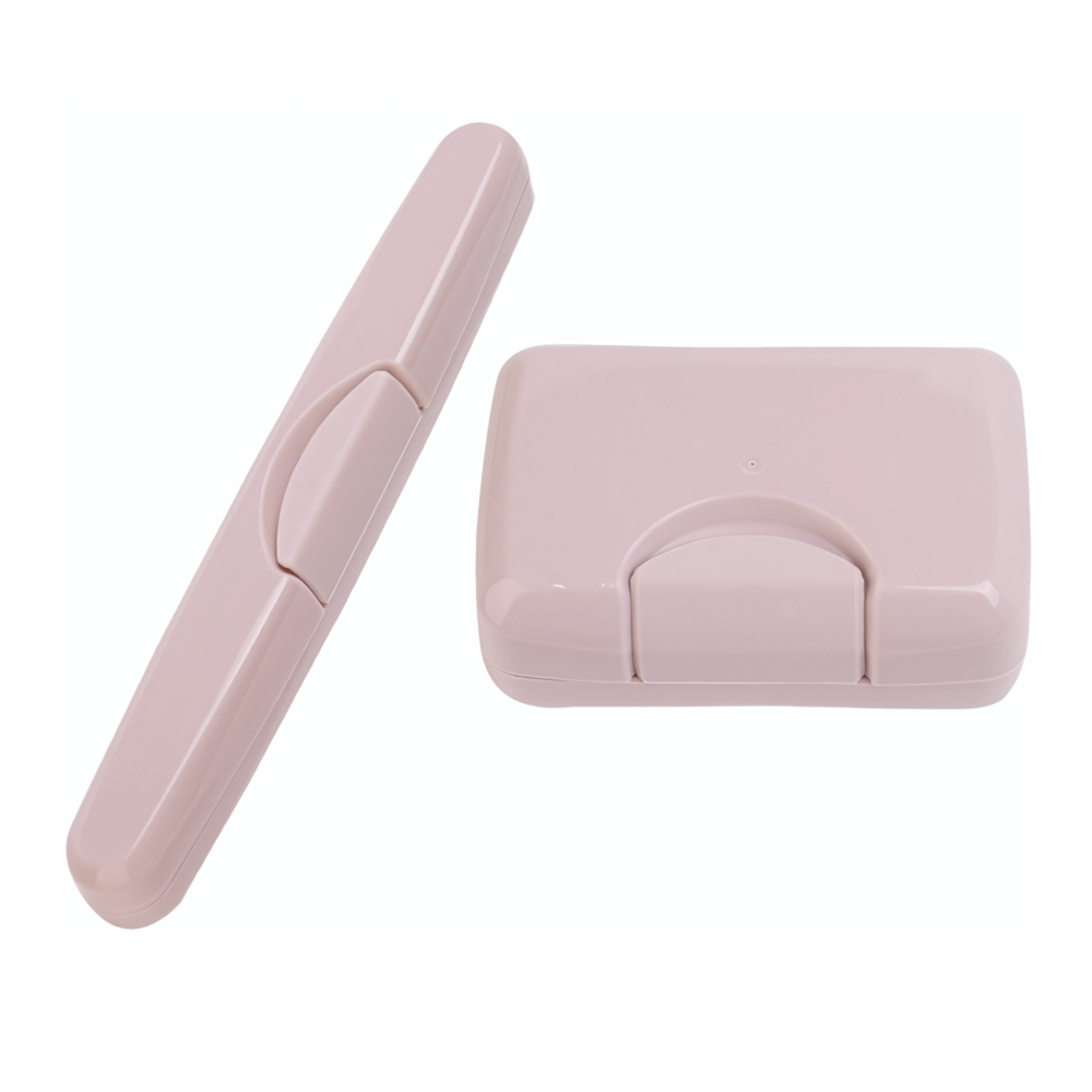 Набор путешественника "Дуэт" Цв. Бежево-розовый футляр для зубной щетки + мыльница