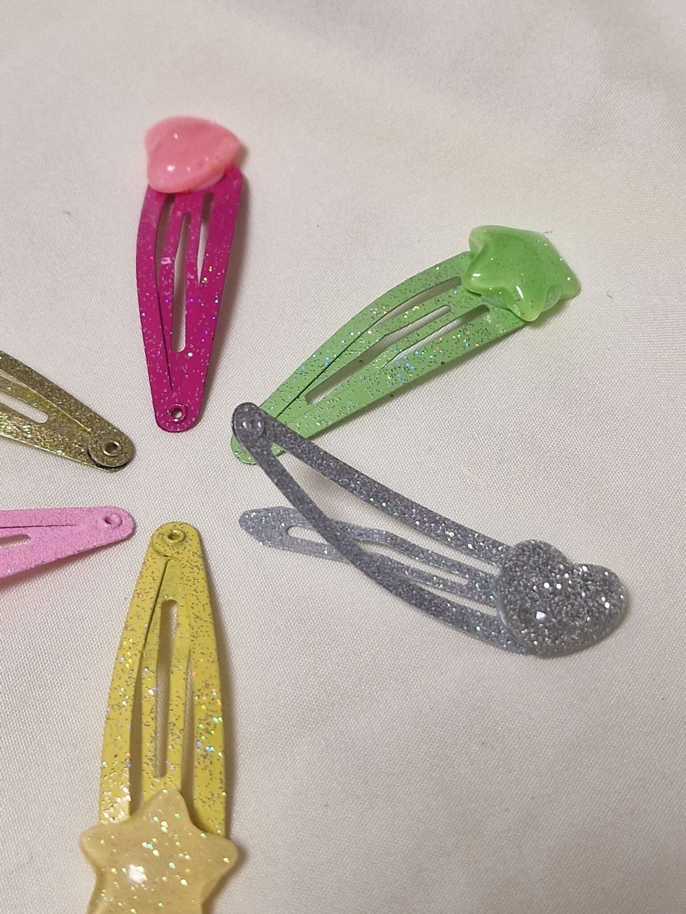 Заколки для волос НАБОР 6 шт., 5 см, клик-клак, с декоративными элементами, разные цвета, MONTE VITA, 457089