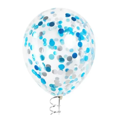 Латексный шар с крупным голубым ассорти конфетти, 36 см