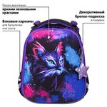 Ранец BRAUBERG PREMIUM, 2 отделения, с брелком, "Neon cat", 38х29х16 см, 271352