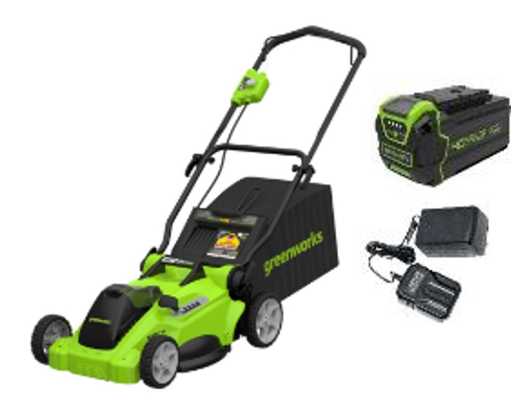 Газонокосилка аккумуляторная Greenworks Арт. 2517907UB, 40V, бесщеточная, 41 см, c 1хАКБ 4Ач и ЗУ