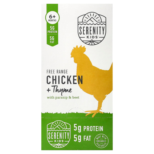 Serenity Kids, Фермерская курица с чабрецом, пастернаком и свеклой, для детей от 6 месяцев, 6 паучей по 99 г (3,5 унции)