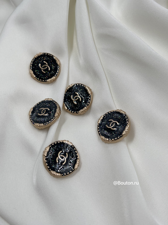 Пуговицы Шан. черная эмаль с блестками