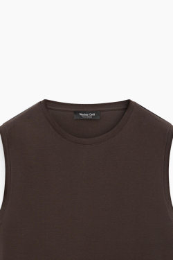 Massimo Dutti Топ без рукавов из 100% хлопка, шоколадный