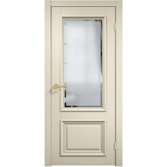 Фото межкомнатной двери эмаль Дверцов Болонья цвет жемчужно-белый RAL 1013 остеклённая