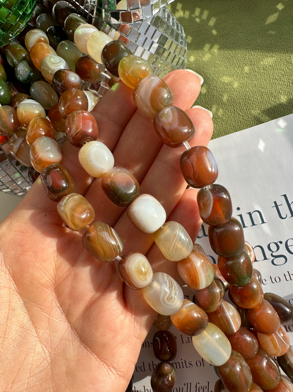 Бусины из агата 11х13мм, прямоугольная галтовка