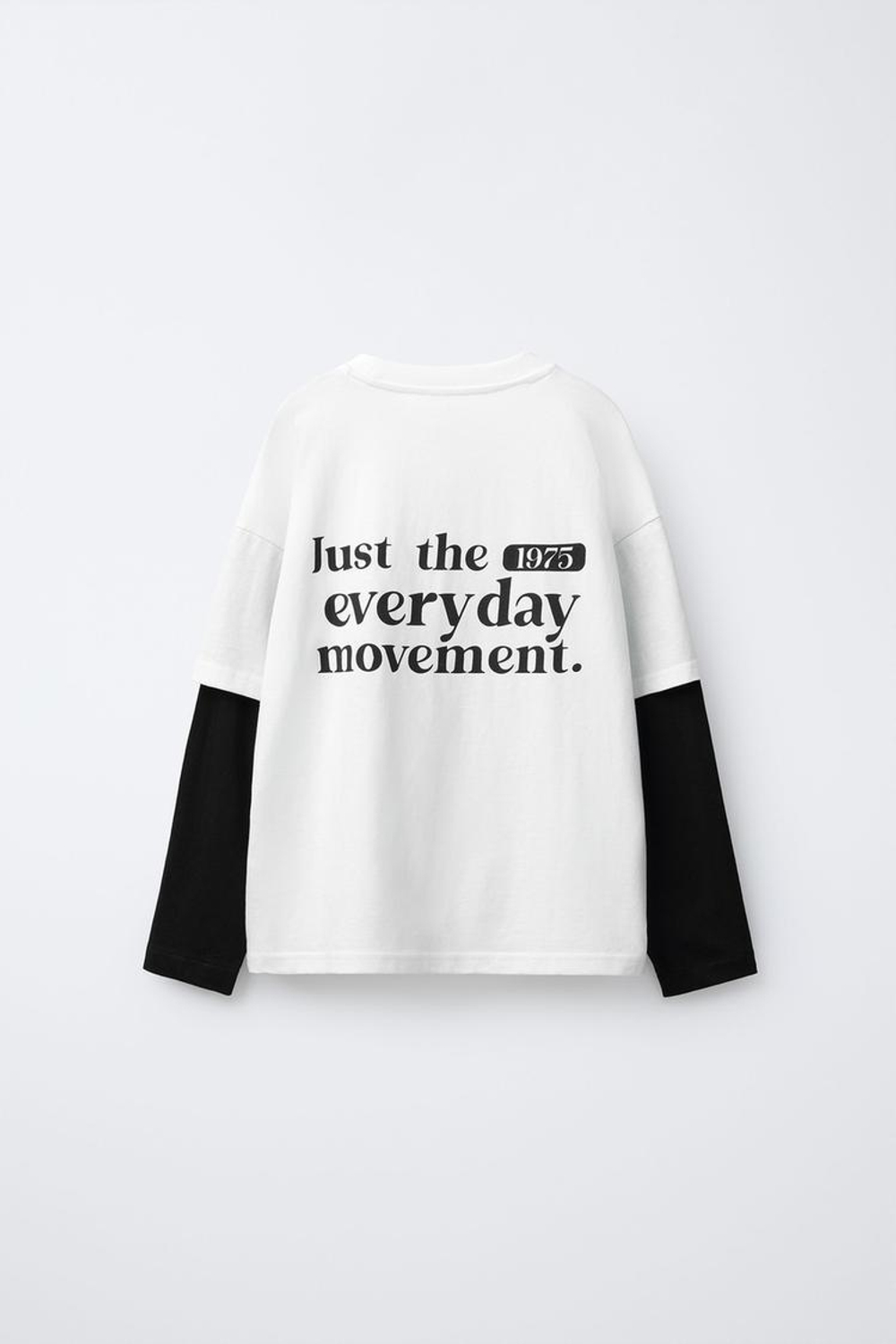 ZARA ЛОНГСЛИВ С НАДПИСЬЮ И ДВОЙНЫМИ РУКАВАМИ, БЕЛЫЙ