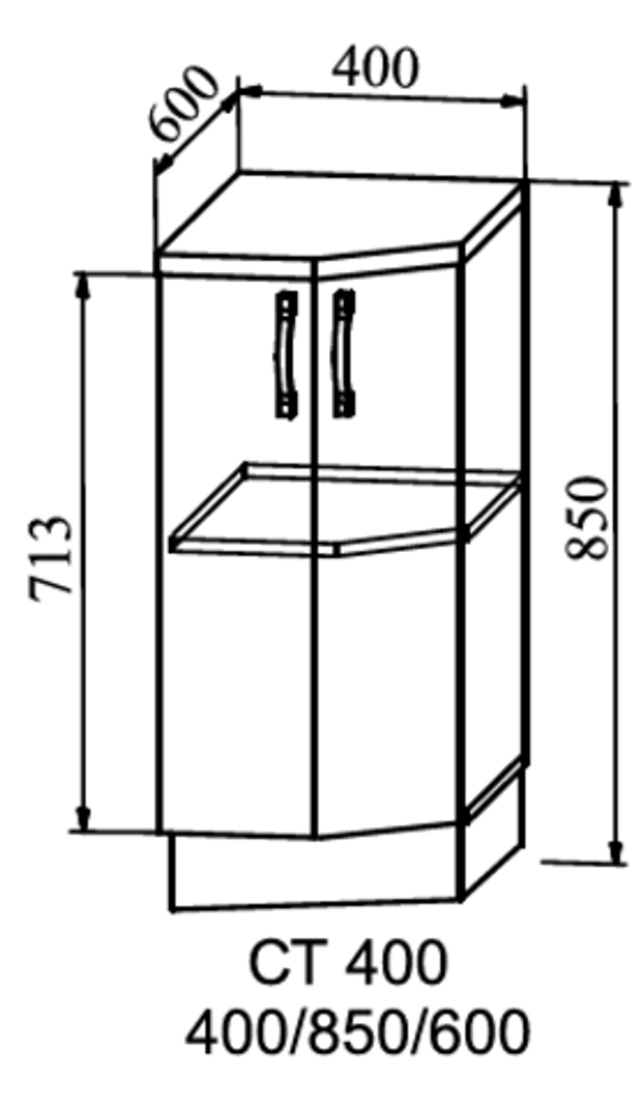 шкаф нижний торцевой угловой 400 скала