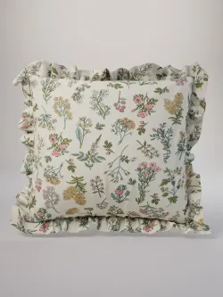 Декоративная наволочка с рюшами, оборками "Ботаника" 70х70 см, 1 шт, без молнии