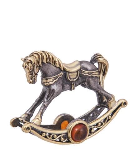 AM-4245 Фигурка «Лошадка Качалка» мал. (латунь, янтарь)