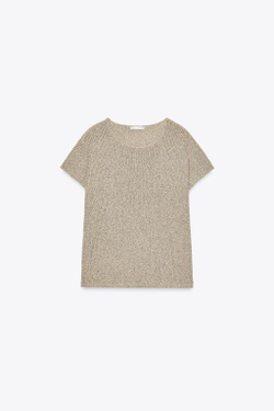 ZARA ТОП С ВЫРЕЗОМ, ПЕСОЧНЫЙ/КОРИЧНЕВЫЙ