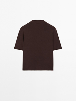 Massimo Dutti Хлопковая футболка поло, шоколадный