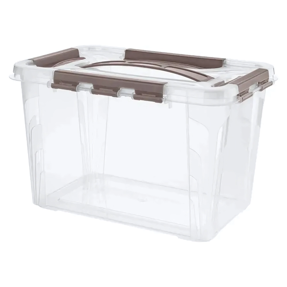 ЯЩИК ДЛЯ ХРАНЕНИЯ УНИВЕРСАЛЬНЫЙ С ЗАМКАМИ И РУЧКОЙ GRAND BOX, 290х180ММ, 6,65Л (Коричн