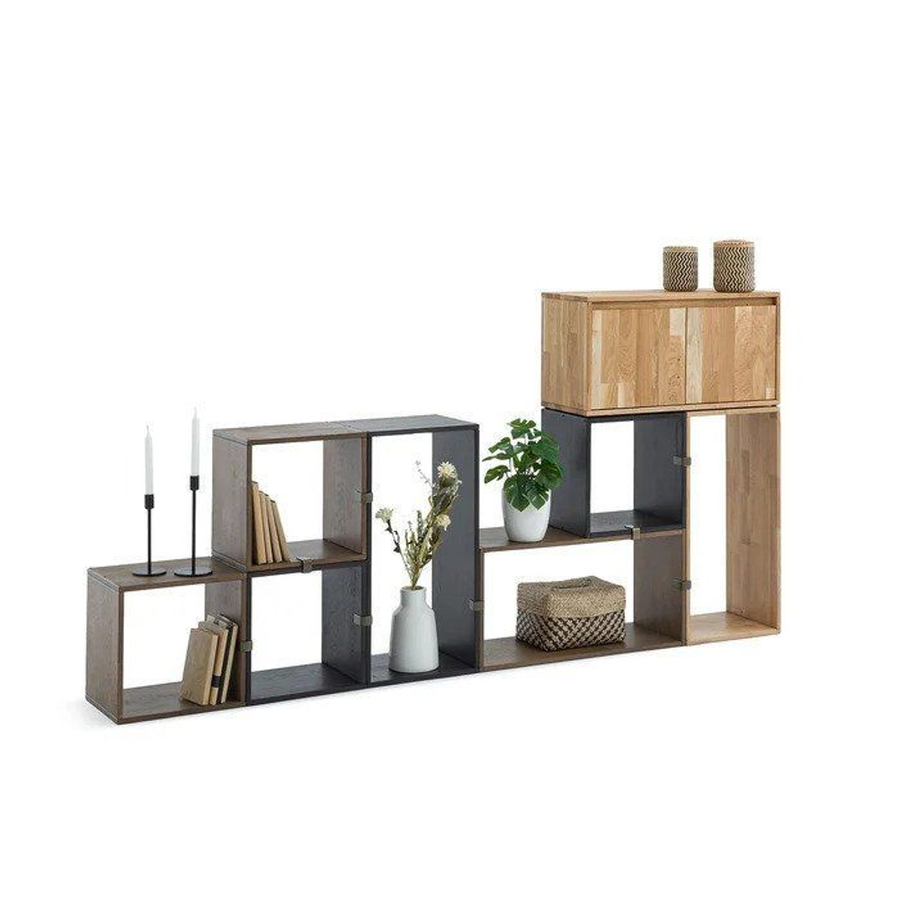 Полка настенная,70х28х35, Эдгар, полка настольная и напольная, для ванной и спальни, стеллаж модульный, черный дуб, La Redoute