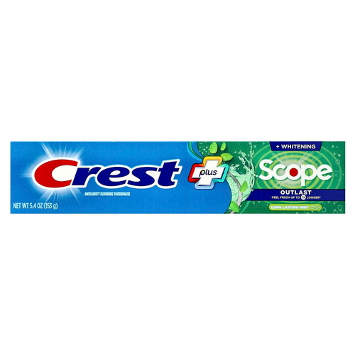 Crest, Plus, Scope, Outlast + Whitening, зубная паста с фтором против кариеса, мята, 153 г (5,4 унции)