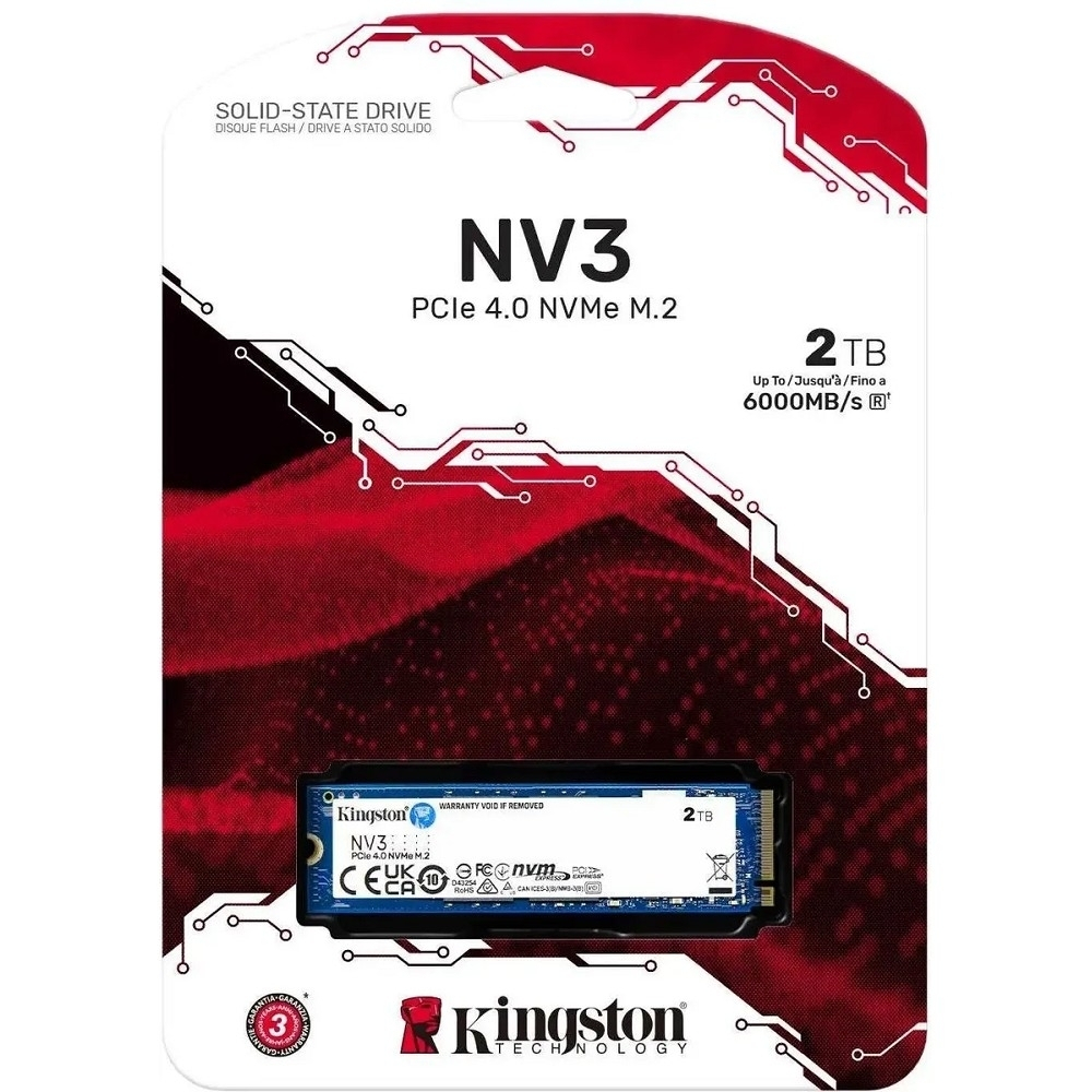 SSD диск Kingston SSD NV3, 2000GB, M.2(22x80mm), NVMe, PCIe 4.0 x4, 3D TLC SNV3S / 2000G
