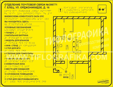 Тактильная мнемосхема PLS 470х610х3 мм. Монохром