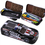 Пенал металлический машина 2 отделения Alingar, таблица умножения, 80 х 200 мм, "Police", черный (полицейская машина)